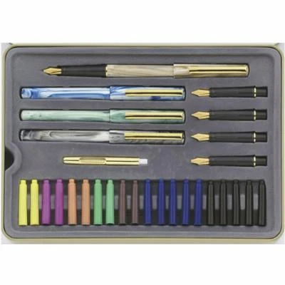 Staedtler Calligraphy Ensemble Gift Set with Metal Tin, Nibs, Paper, Book - 33PC Foto 1 de 3