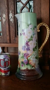 Antique T&V France 13.5" Tankard Pitcher, Gold-Gilt Handle and Base "H" monogram - Picture 1 of 12