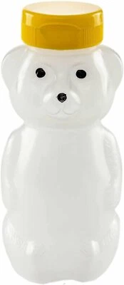 CLEARVIEW CONTAINER 6 pack 12 ounce empty plastic honey bear jar bottles with flip top lid cap...