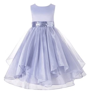 Vestido de boda asimétrico volantes satinado organza flor niña elegante desfile fiesta - Imagen 1 de 66