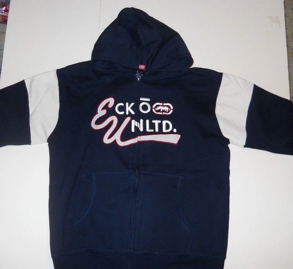SUDADERA CON CAPUCHA Y CREMALLERA FRONTAL ECKO UNLTD NIÑOS TALLA GRANDE AZUL MARINO NUEVA CON ETIQUETAS  Foto 1 de 1
