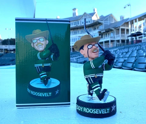 Teddy Roosevelt 2021 DALLAS STARS NIGHT Frisco RoughRiders Bobblehead SGA Cover