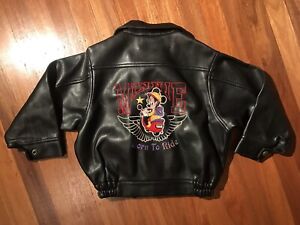 RARE Vintage Disney Leather Bomber Jacket Mini Mouse Born To Ride