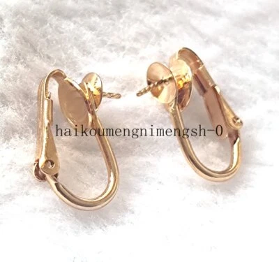 1双14K纯金夹耳环首饰配件 — 第 1/4 张图片