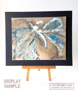 Blue Butterfly Moth 2021 C Peterson * Original Painting Abstract watercolor BUG - Picture 1 of 19