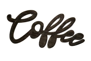 Letrero colgante de pared 23x11 café decoración hogar madera marrón y metal - Imagen 1 de 15