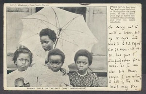 1904 Madagascar Children SPG (GB) Misionero Publicidad PC Puerto Dinorwic cancelar - Imagen 1 de 2