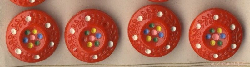 6 puntos de vidrio checo blanco, rosa, amarillo y azul en botones rojos - 0,711" = 18,06 mm Foto 1 de 1
