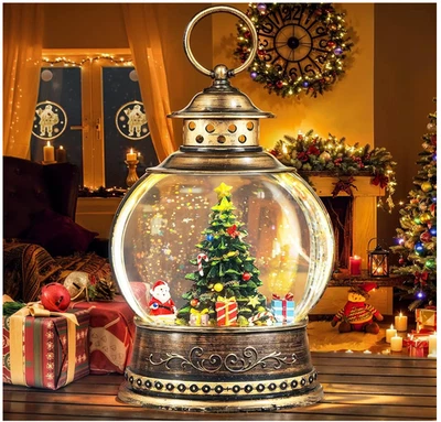 Linterna Globo de Nieve Árbol de Navidad, Iluminada Musical Decoraciones de Navidad con Sw Foto 1 de 4