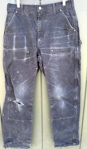 Carhartt B01-BLK Work Pants 34x34 USA Made Black Distressed Double Knee - Bild 1 von 3