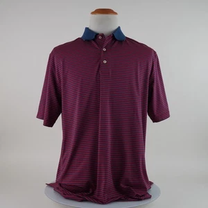 Peter Millar Summer Comfort Red Blue Striped Golf Polo Shirt Mens Size Large - Picture 1 of 24