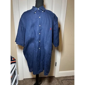 Polo Ralph Lauren Herren Kurzarm Leinen Button Down Hemd Navy Größe 4xl - Bild 1 von 10