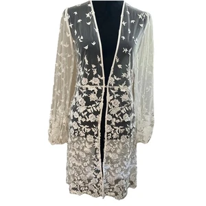 Le Rose Stories Ivory Bridal Robe Sheer Floral Sz XS/S - Picture 1 of 16