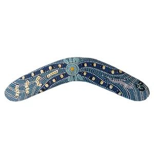 12" / 30cm BOOMERANG - HARDWOOD - BUSH TUCKER BLUE - ABORIGINAL, AUSTRALIA, GIFT - Imagen 1 de 2