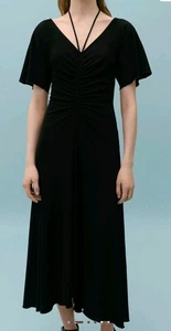 BNWT MANGO X VICTORIA BECKHAM BLACK KNITTED MIDI DRESS SIZE L UK 12/US 8 - Picture 1 of 6