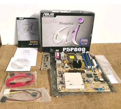 Motherboard ASUS P5P800 SOCKET LGA775 DDR AGP ATX - vintage Scheda Madre BOX KIT - Immagine 1 di 4