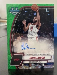 Jonas Aidoo 1st Bowman Green Shimmer Auto RC 2024-25 Bowman Chrome U 32 Arkansas - Bild 1 von 2