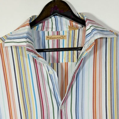 Striped Dress Shirt Blue Red Yellow Orange Vintage Havanera Co. Men's LARGE Foto 1 de 4