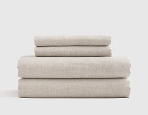 QUINCE European Linen Chambray Sheet Set 100% Linen Full Size 4 Piece Sheet Set - Picture 1 of 7