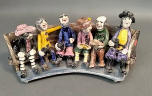 Alan Young Studio Pottery Six Figures On A Bench Eating And Drinking HF/ EW - Picture 1 of 17