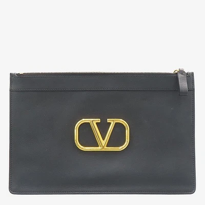 ANILLO VALENTINO RW0P0269ZXL 0NO CUERO NEGRO ANILLO EN V ORO METAL ORO LOGO CLUTC Foto 1 de 4