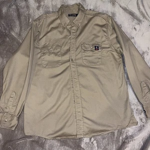 Tyndale ARFR Arbeitshemd Herren XL Khaki Button Down CAT 2 NFPA 2112 Made in USA - Bild 1 von 14