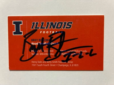 BRET BIELEMA autograph ILLINOIS FIGHTING ILLINI Head Coach business card signed - Image 1 of 2