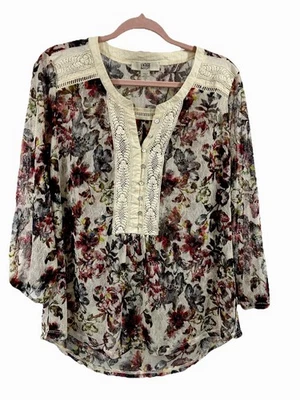 Blusa de malla vintage America para mujer talla XL floral boho abuela campesina cabaña Foto 1 de 4