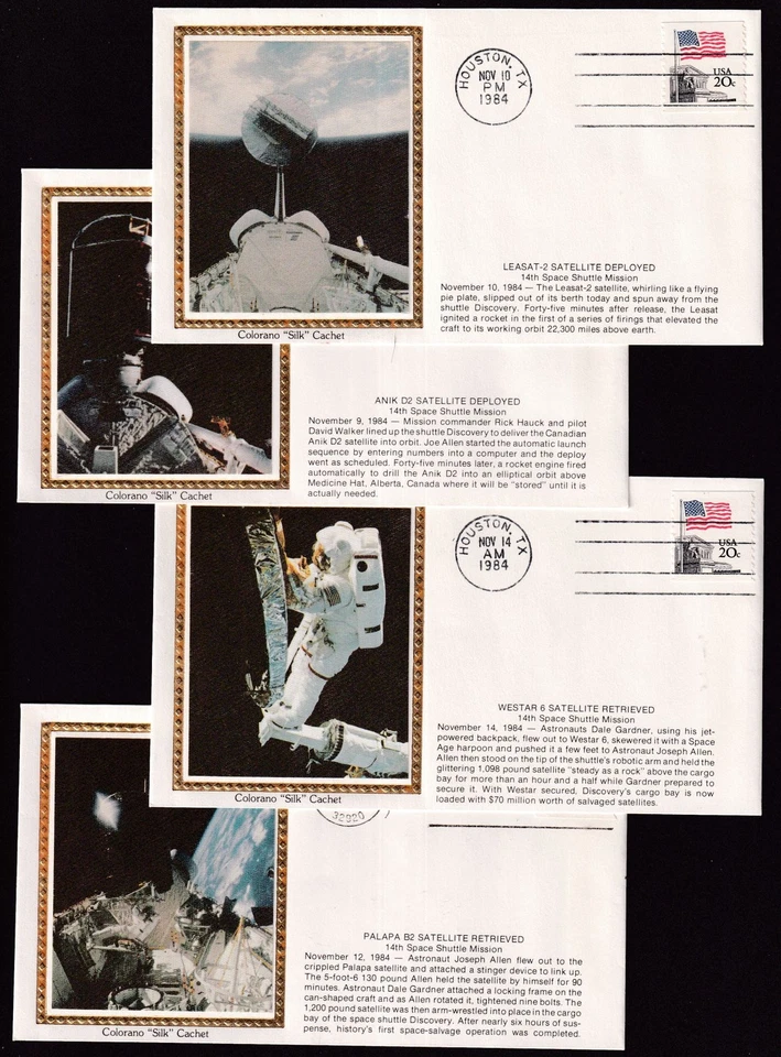 1984 Space missions Westar, ANIK D2, Palapa B2, Leasat-2, with Colorano cachets - Image 1 of 3
