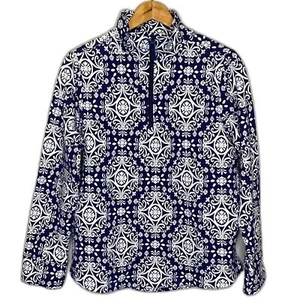 Vera Bradley Womens French Terry Quarter Zip Pullover Steel Blue Medallion - Picture 1 of 13