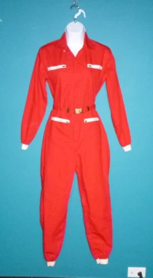 Vtg 50s Bill Parry Original Sky Diving Parachuting Jumpsuit RED Zip Front  XS/S - Image 1 of 4