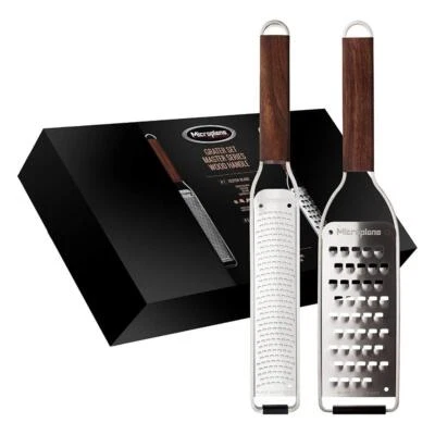 Microplane set 2 grattugie manico di noce lama zester e extra serie Master - Immagine 1 di 3