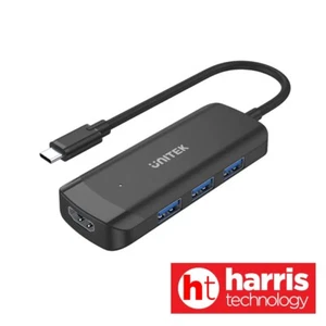UNITEK 4-in-1 USB3.1 Gen1 Type-C Hub Q4+ H1110B - Black **2-Year Warranty** - Picture 1 of 24