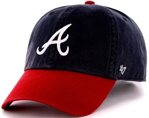 ATLANTA BRAVES UNISEX ADULT ADJUSTABLE LOW-PROFILE BLUE & RED CAP HAT W/ LOGO A - Picture 1 of 3