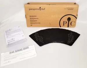 Pampered Chef Black Slate Serving Board New 1482 Cheers Gather Share Laugh - Picture 1 of 6