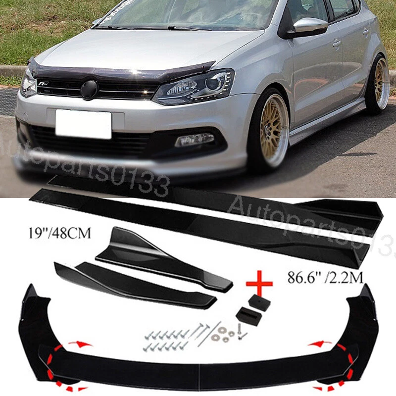For Volkswagen Polo Front Bumper Lip Splitter Side Skirts Rear Lip Gloss Black Foto 1 de 4