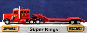Matchbox Super-Kings K-134 PETERBILT FIRE Truck & LOW-LOADER Transport Trailer - Picture 1 of 17