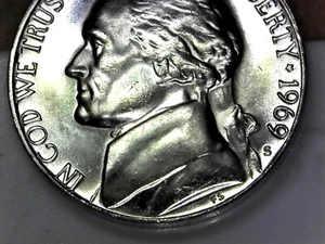 1969 S. Jefferson Nickel D.D.O and D.D.R. Uncirculated N-10 - Picture 1 of 17
