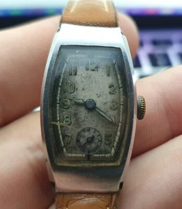 Vintage 1940s Laco St. Steel Original Krups V2A Tank Art Deco Germany WW2 Watch - Picture 1 of 9