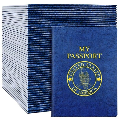 Libro de pasaporte en blanco, cuaderno de pasaporte azul 4 x 5,5 pulgadas jugar pasaporte falso B... Foto 1 de 4