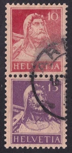 Schweiz Tell 1918, 10+15 senkrecht Mi.Nr. S 3 gestempelt Mi.Wert 550 € (950) - Picture 1 of 2