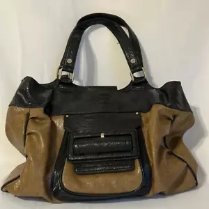 Vintage Jessica Simpson Brown Black Shoulder Bag Magnet Closure Extra Large Bag - Picture 1 of 11