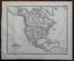 North America Canada United States Mexico Russian America Cuba 1867 Stieler map - Picture 1 of 3