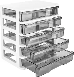 5 Drawer Desktop Storage with Clear Drawers, Small Drawer Organizer, Clear Plast - Picture 1 of 12