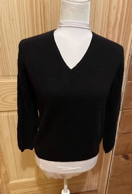 SUTTON STUDIO Black 100% Cashmere V-Neck Sweater Size Small ~ EUC - Изображение 1 из 4