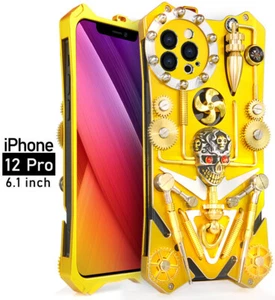 iPhone 12 Pro Hülle Luxus Panzer Metall Aluminium Mechanisch Handarbeit Totenkopf Schale - Bild 1 von 18