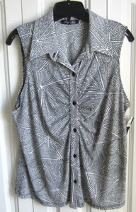 Only Nine Shazam Dots Black & White Blouse Nwt Sz 1X Woman - Picture 1 of 4