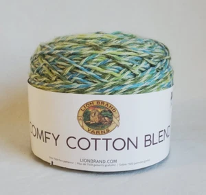LION BRAND COMFY COTTON BLEND 756 706 SPRING MEADOW 1 Cake Blue Greens 7 oz 392 - Picture 1 of 7
