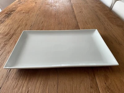 Crate & Barrel Rectangular Pure White Porcelain Serving Tray 16" L x 10" W - Image 1 of 4