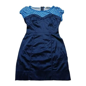Xxi Dress Women's Size S Small Blue With White Polka Dots Round Neck Sleeveless - Picture 1 of 8